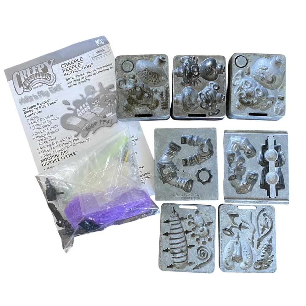 7 Vintage Toymax 90s ThingMaker Creepy Crawlers Metal Mold Creatures Accessories